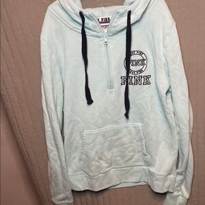 Light Blue PINK Hoodie with Black Accents